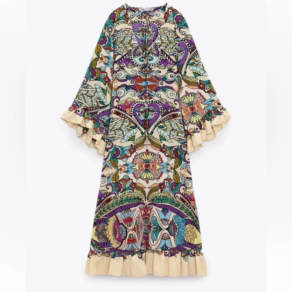 ZARA PRINTED MIDI DRESS 7832/016/219/022 - Picture 7 of 11